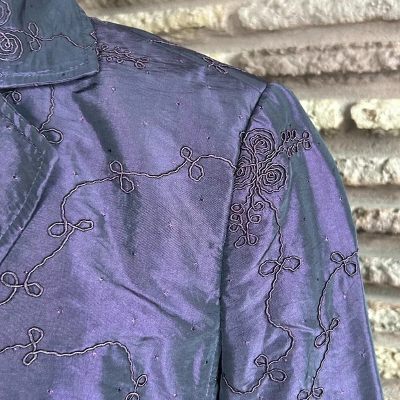Canda Collection at C & A Purple Embroidered Blazer Jacket Size Large - Picture 6 of 8